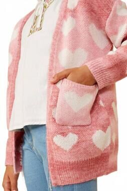 NEW HAYDEN GIRLS girls heart cardigan sweater in pink/ white
